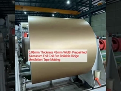 0.08mm πάχος 45mm πλάτος Προχρωματισμένο αλουμινένιο φύλλο περιτύλιγμα για την κατασκευή ταινίας εξαερισμού κυλιόμενης κορυφής